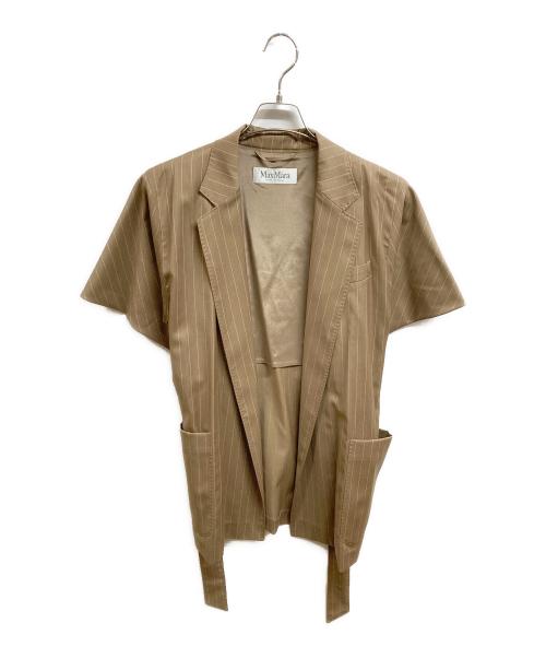 MaxMara（マックスマーラ）MaxMara (マックスマーラ) ペンシルストライプジャケット/スカートセットアップ ブラウン サイズ:40/40 未使用品の古着・服飾アイテム