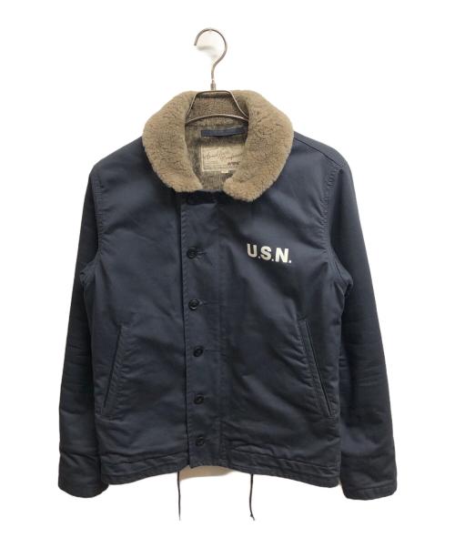 AVIREX（アヴィレックス）AVIREX (アヴィレックス) N-1 デッキジャケット PLAIN ネイビー サイズ:Lの古着・服飾アイテム
