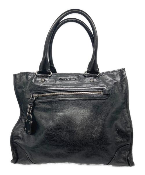 MIU MIU（ミュウミュウ）MIU MIU (ミュウミュウ) レザーハンドバッグ ブラックの古着・服飾アイテム