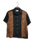 WACKO MARIAワコマリア）の古着「切替レオパードシャツ」｜ブラック×ブラウン