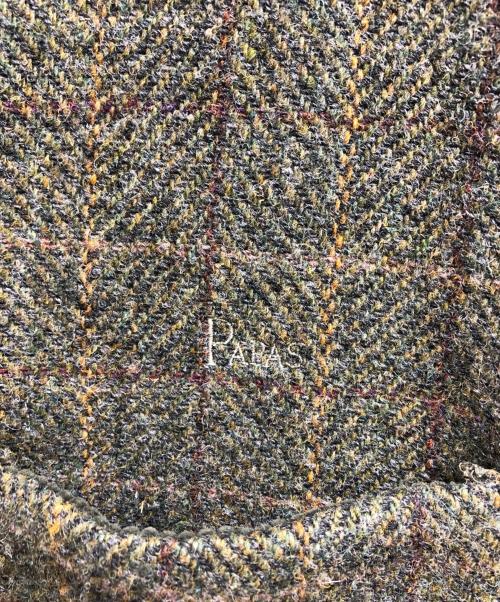 PAPAS（パパス）PAPAS (パパス) Harris Tweed (ハリスツイード) カバーオール ハーフコート カーキ サイズ:Lの古着・服飾アイテム