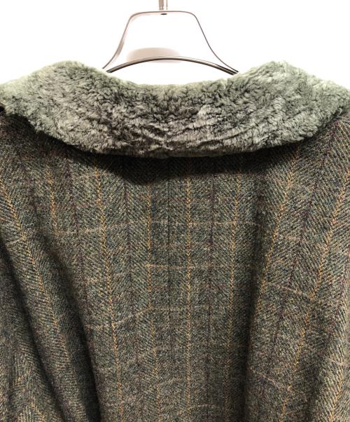 PAPAS（パパス）PAPAS (パパス) Harris Tweed (ハリスツイード) カバーオール ハーフコート カーキ サイズ:Lの古着・服飾アイテム