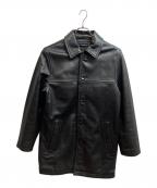 Eddie Bauerエディーバウアー）の古着「レザーカーコート」｜ブラック