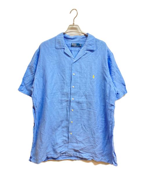 POLO RALPH LAUREN（ポロ・ラルフローレン）POLO RALPH LAUREN (ポロ・ラルフローレン) シルクリネンオープンカラーシャツ ブルー サイズ:XLの古着・服飾アイテム