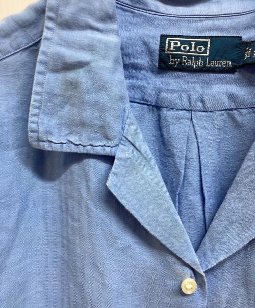 POLO RALPH LAUREN（ポロ・ラルフローレン）POLO RALPH LAUREN (ポロ・ラルフローレン) シルクリネンオープンカラーシャツ ブルー サイズ:XLの古着・服飾アイテム