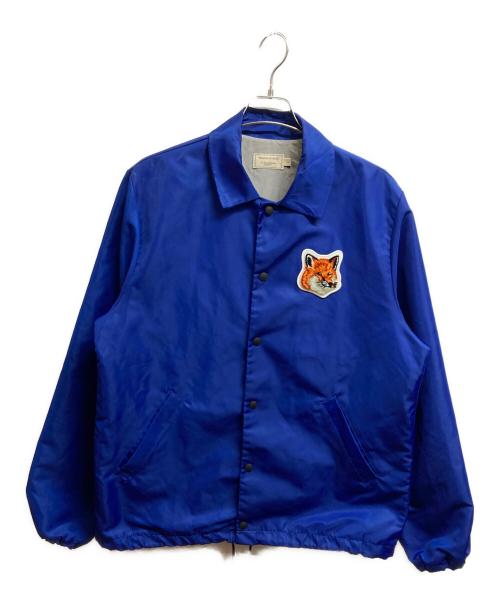 maison kitsune（メゾンキツネ）MAISON KITSUNE (メゾンキツネ) ベルベットフォックスヘッド パッチ ウィンドブレーカー ブルー サイズ:Lの古着・服飾アイテム