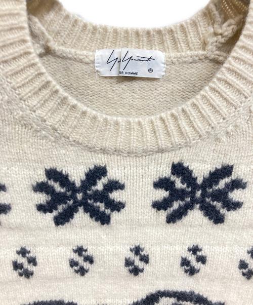 Yohji Yamamoto pour homme（ヨウジヤマモト プールオム）Yohji Yamamoto pour homme (ヨウジヤマモト プールオム) クルーネックニット ベージュ サイズ:3の古着・服飾アイテム