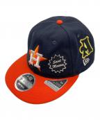 New Era×SAINT MICHAELニューエラ×セントマイケル）の古着「コラボベースボールキャップ」｜オレンジ×ネイビー