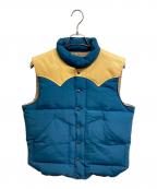 SUGAR CANEシュガーケーン）の古着「レザーヨークダウンベスト」｜ブルー×ベージュ