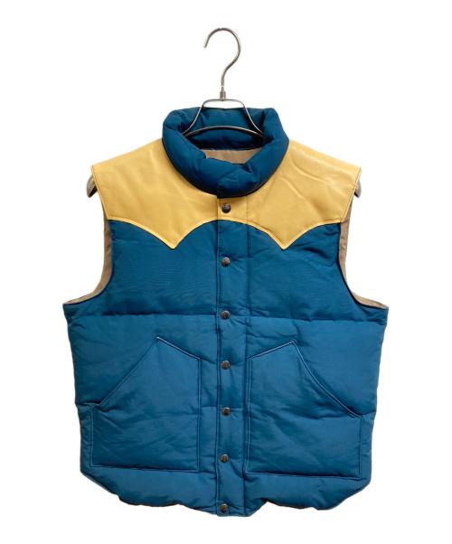 SUGAR CANE（シュガーケーン）SUGAR CANE (シュガーケーン) レザーヨークダウンベスト ブルー×ベージュ サイズ:Lの古着・服飾アイテム