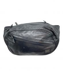 PORTER（ポーター）の古着「ZOOMレザーウエストポーチ」｜ブラック