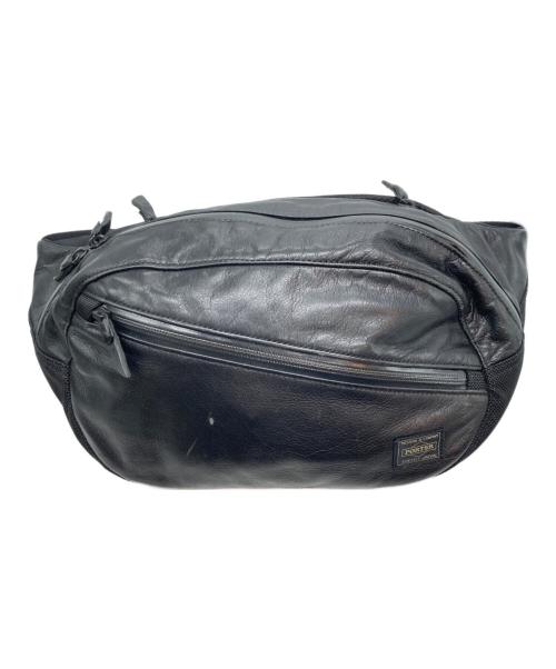 PORTER（ポーター）PORTER (ポーター) ZOOMレザーウエストポーチ ブラックの古着・服飾アイテム