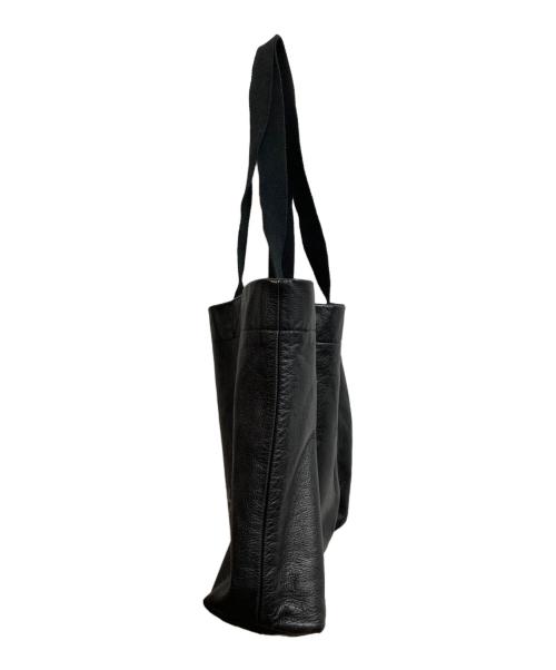 YOHJI YAMAMOTO（ヨウジヤマモト）YOHJI YAMAMOTO (ヨウジヤマモト) シグネチャーロゴレザートートバッグ ブラックの古着・服飾アイテム