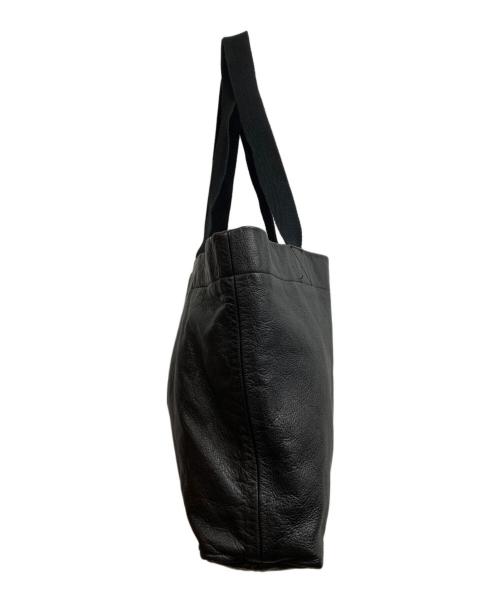 YOHJI YAMAMOTO（ヨウジヤマモト）YOHJI YAMAMOTO (ヨウジヤマモト) シグネチャーロゴレザートートバッグ ブラックの古着・服飾アイテム