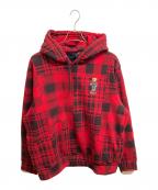 POLO RALPH LAURENポロ・ラルフローレン）の古着「ポロベアパッチプルオーバーパーカー」｜レッド×ブラック