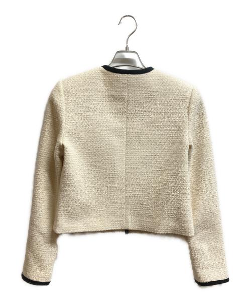 LAUREN RALPH LAUREN（ローレンラルフローレン）LAUREN RALPH LAUREN (ローレンラルフローレン) ツートーンブークレ クロップドジャケット アイボリーの古着・服飾アイテム