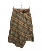 POLO RALPH LAURENポロ・ラルフローレン）の古着「チェックラップスカート」｜ブラウン