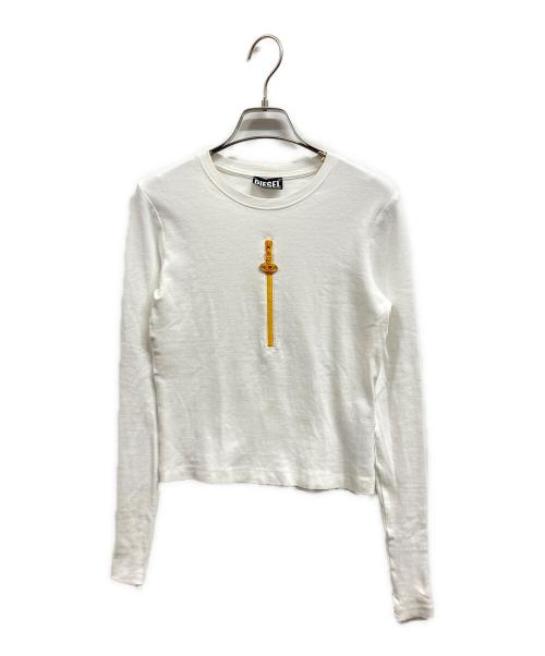 DIESEL（ディーゼル）DIESEL (ディーゼル) 長袖Tシャツ/DIESELTシャツ ホワイト サイズ:Sの古着・服飾アイテム