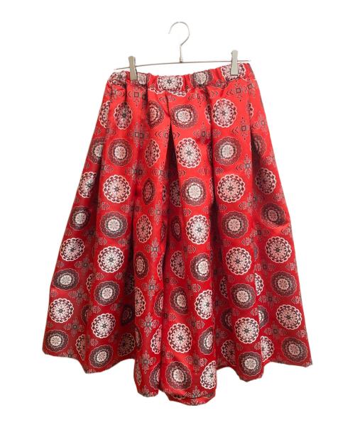 COMME des GARCONS（コムデギャルソン）COMME des GARCONS (コムデギャルソン) ジャガード刺繍ワイドフレアパンツ レッド サイズ:Sの古着・服飾アイテム