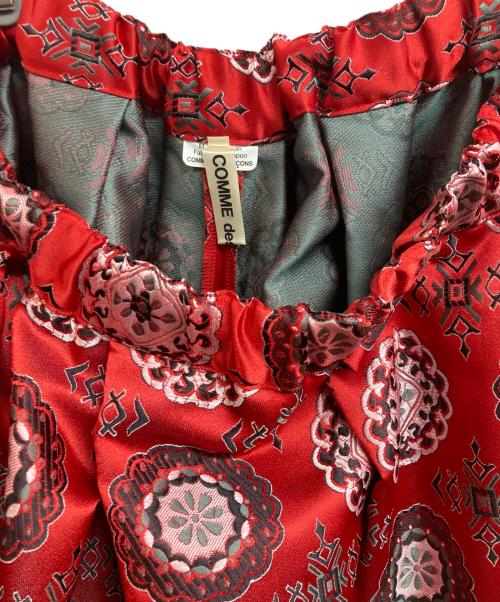 COMME des GARCONS（コムデギャルソン）COMME des GARCONS (コムデギャルソン) ジャガード刺繍ワイドフレアパンツ レッド サイズ:Sの古着・服飾アイテム
