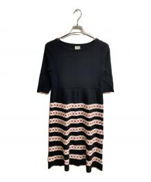 Sybilla（シビラ）の古着「幾何柄ジャカードニットドレス」｜ブラック