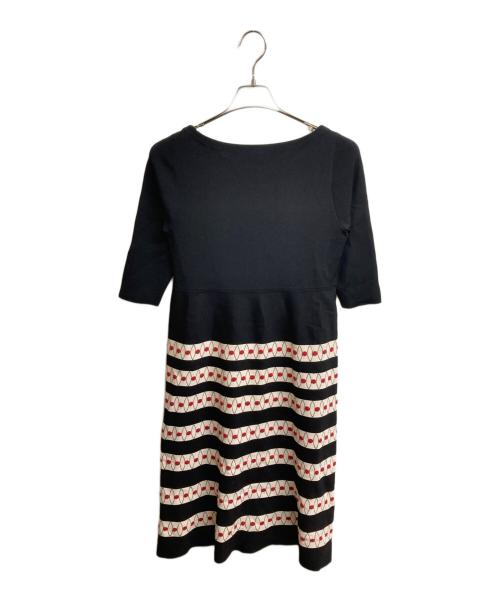 Sybilla（シビラ）Sybilla (シビラ) 幾何柄ジャカードニットドレス ブラック サイズ:Mの古着・服飾アイテム