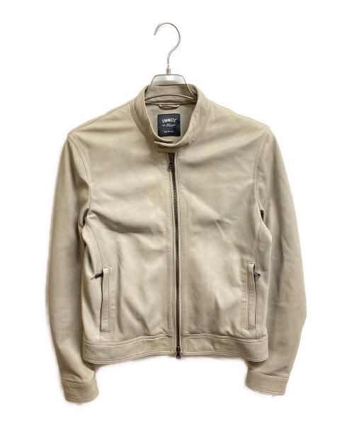 EMMETI（エンメティ）EMMETI (エンメティ) ラムレザーシングルライダースジャケット ベージュ サイズ:46の古着・服飾アイテム