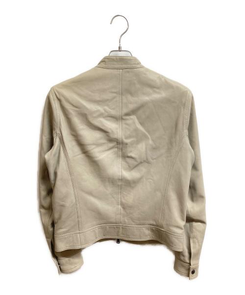 EMMETI（エンメティ）EMMETI (エンメティ) ラムレザーシングルライダースジャケット ベージュ サイズ:46の古着・服飾アイテム