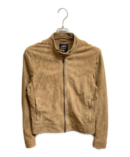 EMMETI（エンメティ）EMMETI (エンメティ) ゴートスキンスエードシングルライダースジャケット ブラウン サイズ:44の古着・服飾アイテム