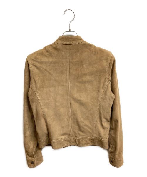EMMETI（エンメティ）EMMETI (エンメティ) ゴートスキンスエードシングルライダースジャケット ブラウン サイズ:44の古着・服飾アイテム