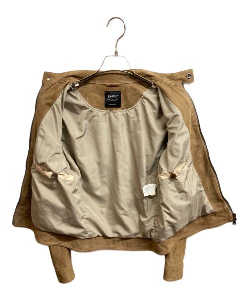 EMMETI（エンメティ）EMMETI (エンメティ) ゴートスキンスエードシングルライダースジャケット ブラウン サイズ:44の古着・服飾アイテム