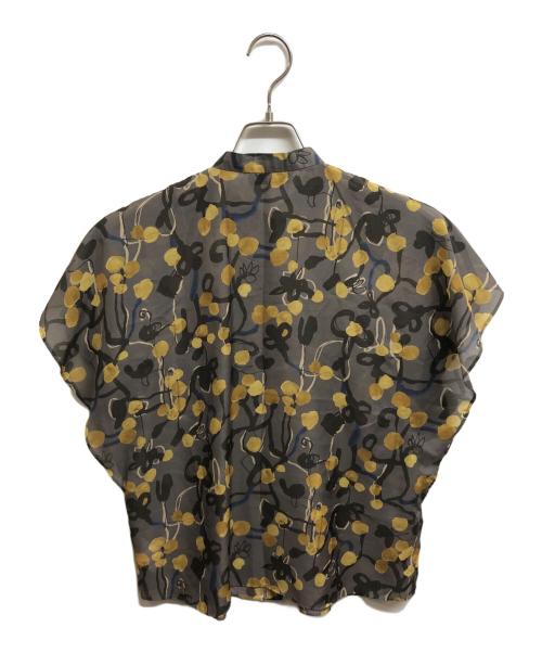 TOMORROW LAND collection（トゥモローランドコレクション）TOMORROW LAND collection (トゥモローランドコレクション) フラワープリント フレアタックスリーブブラウス グレー サイズ:36の古着・服飾アイテム