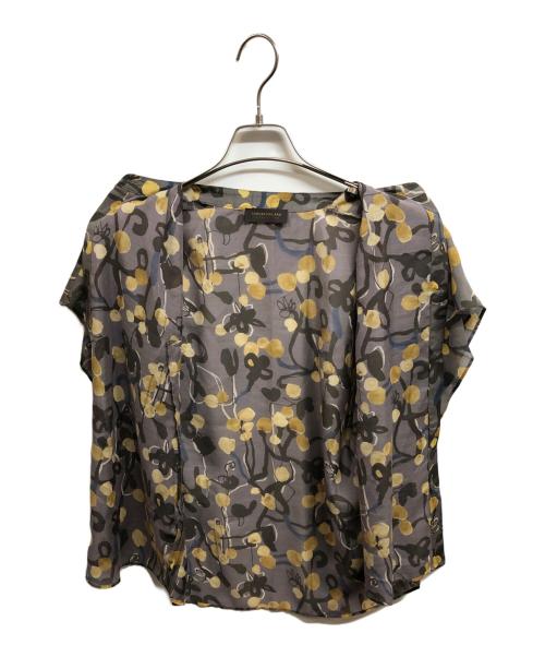 TOMORROW LAND collection（トゥモローランドコレクション）TOMORROW LAND collection (トゥモローランドコレクション) フラワープリント フレアタックスリーブブラウス グレー サイズ:36の古着・服飾アイテム