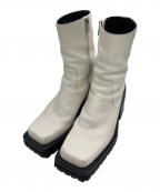 JOHN LAWRENCE SULLIVANジョン ローレンス サリバン）の古着「スクエアトゥサイドジップヒールブーツ」｜ホワイト