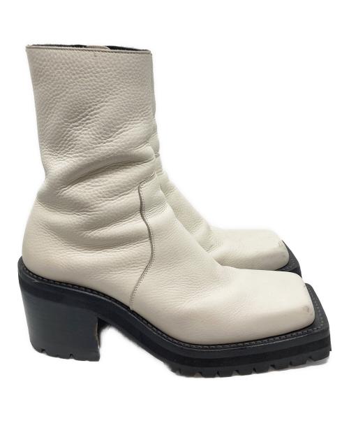 JOHN LAWRENCE SULLIVAN（ジョン ローレンス サリバン）JOHN LAWRENCE SULLIVAN (ジョン ローレンス サリバン) スクエアトゥサイドジップヒールブーツ ホワイト サイズ:8の古着・服飾アイテム