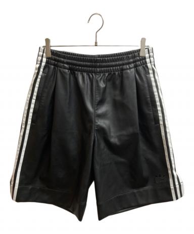 アディダス　ショーツ　XL　フェイクレザー　ブラック 中古・古着通販】adidas (アディダス) フェイクレザースリーストライプ