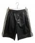 adidas（アディダス）の古着「フェイクレザースリーストライプスショーツ」｜ブラック