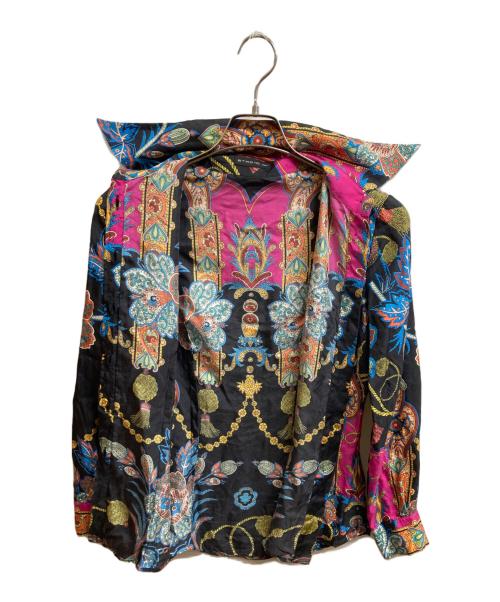 ETRO（エトロ）ETRO (エトロ) 総柄シルクシャツ ブラック サイズ:40の古着・服飾アイテム