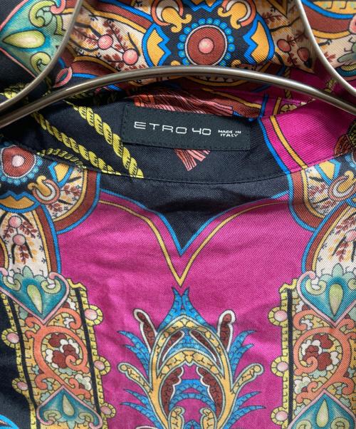 ETRO（エトロ）ETRO (エトロ) 総柄シルクシャツ ブラック サイズ:40の古着・服飾アイテム