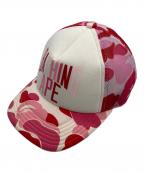 A BATHING APEア ベイシング エイプ）の古着「Abc Camo Nyc Logo Mesh Cap」｜ピンク