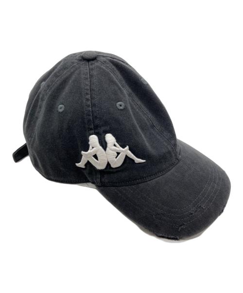 Acne studios（アクネ ストゥディオス）Acne studios (アクネ ストゥディオス) KAPPA (カッパ) ツイルロゴキャップ ブラックの古着・服飾アイテム