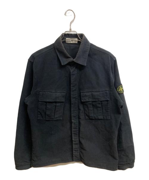 STONE ISLAND（ストーンアイランド）STONE ISLAND (ストーンアイランド) モールスキン オーバーシャツ ブラック サイズ:Lの古着・服飾アイテム
