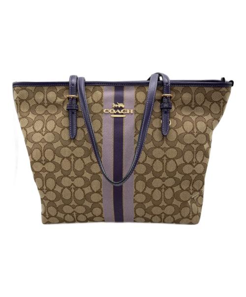 COACH（コーチ）COACH (コーチ) トートバッグ ブラウン×パープルの古着・服飾アイテム