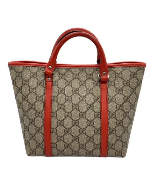 GUCCI（グッチ）GUCCI (グッチ) GGスプリーム ハンドバッグ ベージュ×オレンジの古着・服飾アイテム
