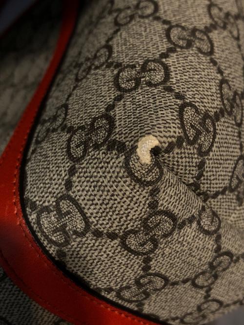 GUCCI（グッチ）GUCCI (グッチ) GGスプリーム ハンドバッグ ベージュ×オレンジの古着・服飾アイテム