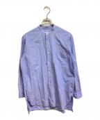 COMOLIコモリ）の古着「バンドカラーコモリシャツ」｜ブルー
