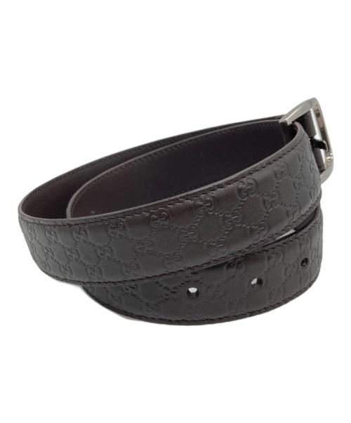 GUCCI（グッチ）GUCCI (グッチ) レザーベルト ブラウン サイズ:75.30の古着・服飾アイテム