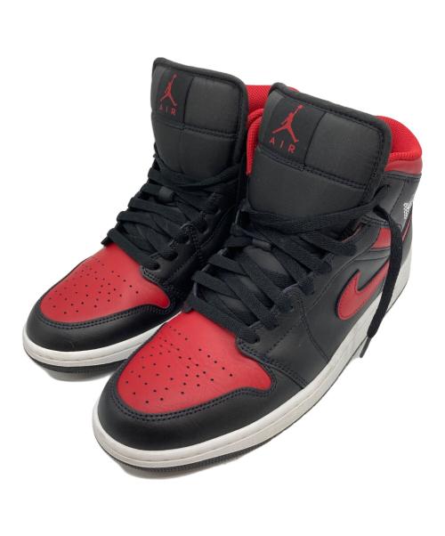 NIKE（ナイキ）NIKE (ナイキ) AIR JORDAN 1 MID ハイカットスニーカー blk/varsity red-summit wht サイズ:9の古着・服飾アイテム