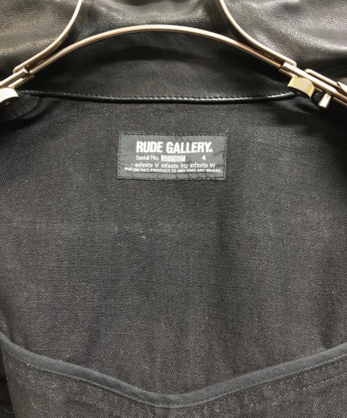 RUDE GALLERY（ルードギャラリー）RUDE GALLERY (ルードギャラリー) レザー切替トラッカージャケット ブラック サイズ:4の古着・服飾アイテム