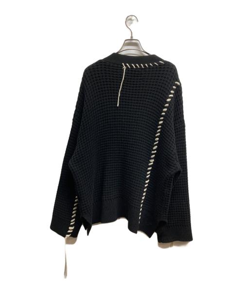MAISON SPECIAL（メゾンスペシャル）MAISON SPECIAL (メゾンスペシャル) 鬼ワッフル クレイジーステッチ プライムオーバー Vネックカーディガン ブラック サイズ:01の古着・服飾アイテム